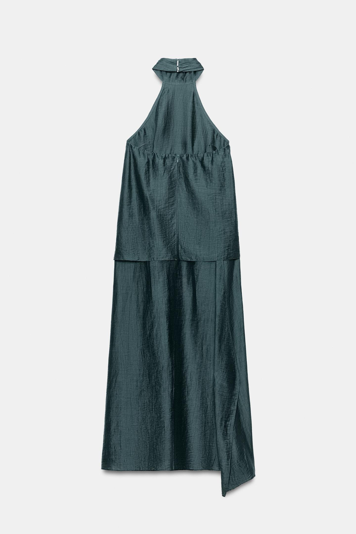 Женское платье Zara Linen Halter MIDI, цвет: Угольный серый — фото 9