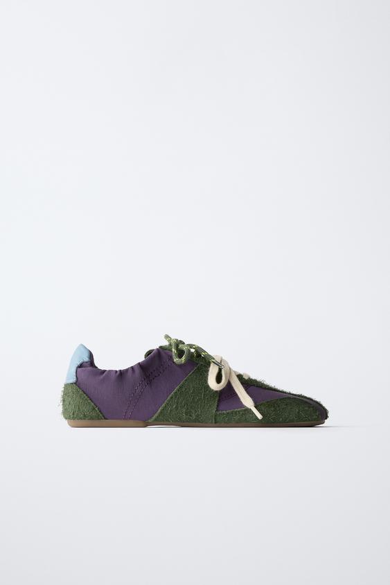 COMBINATION LEATHER TRAINERS - Purple by Zara - Image 0