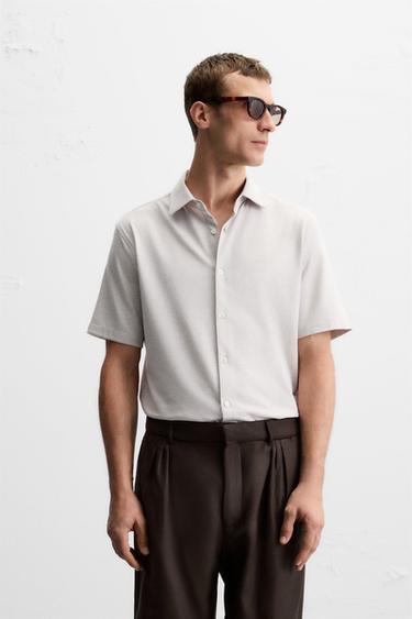 REGULAR FIT SOFT SHIRT - Light beige by Zara