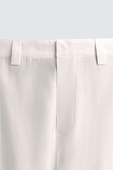 PANTALON FLUIDE PLIS LATÉRAUX - Blanc de Zara - Image 9