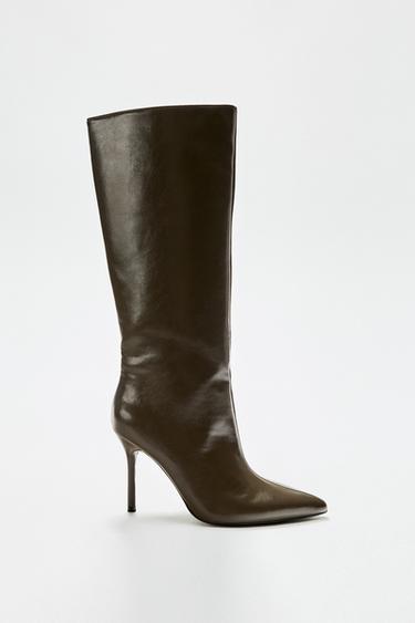 Zara STILETTO HEEL BOOTS - Green
