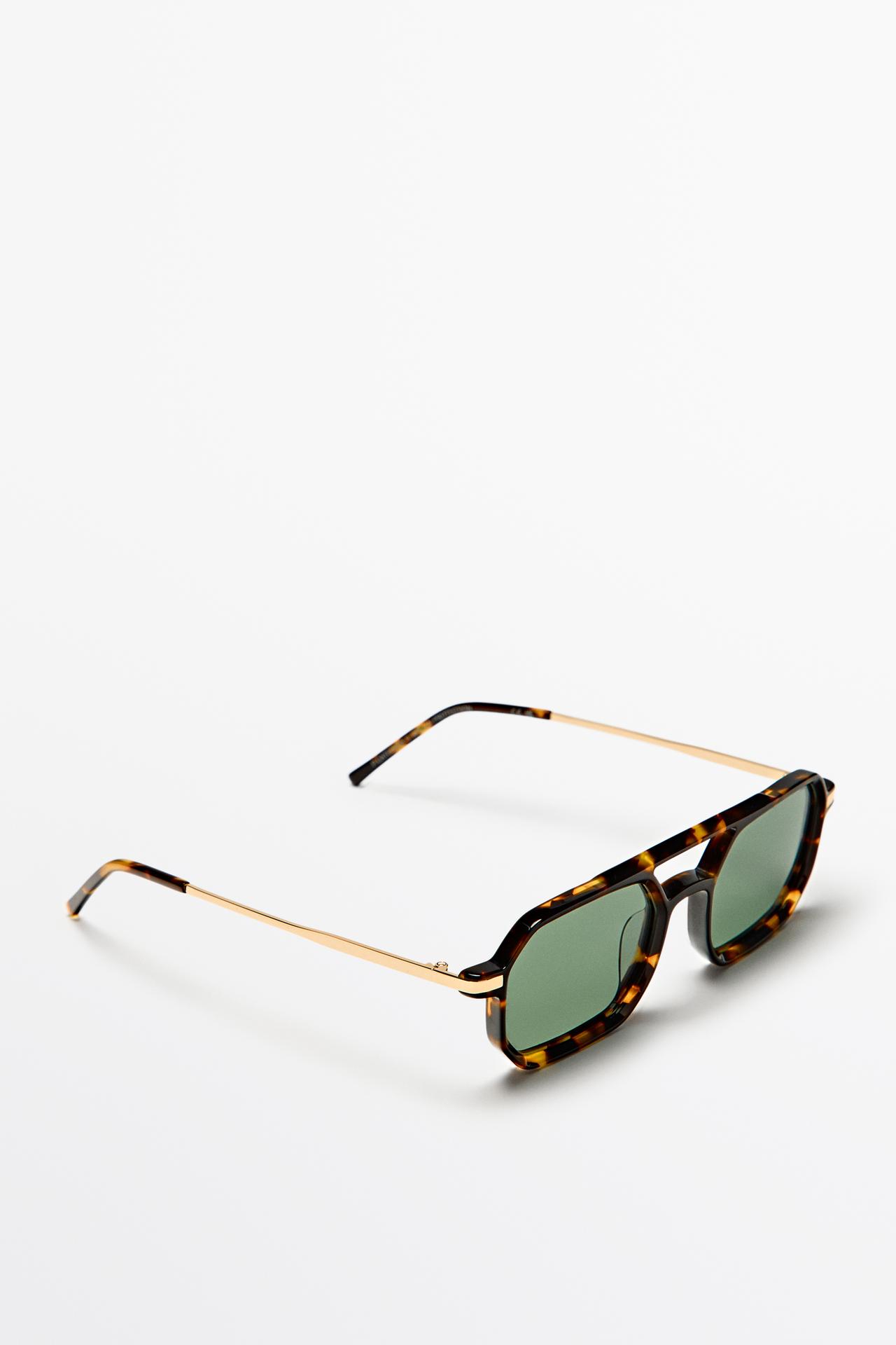 Double-bridge tortoiseshell sunglasses — Brown