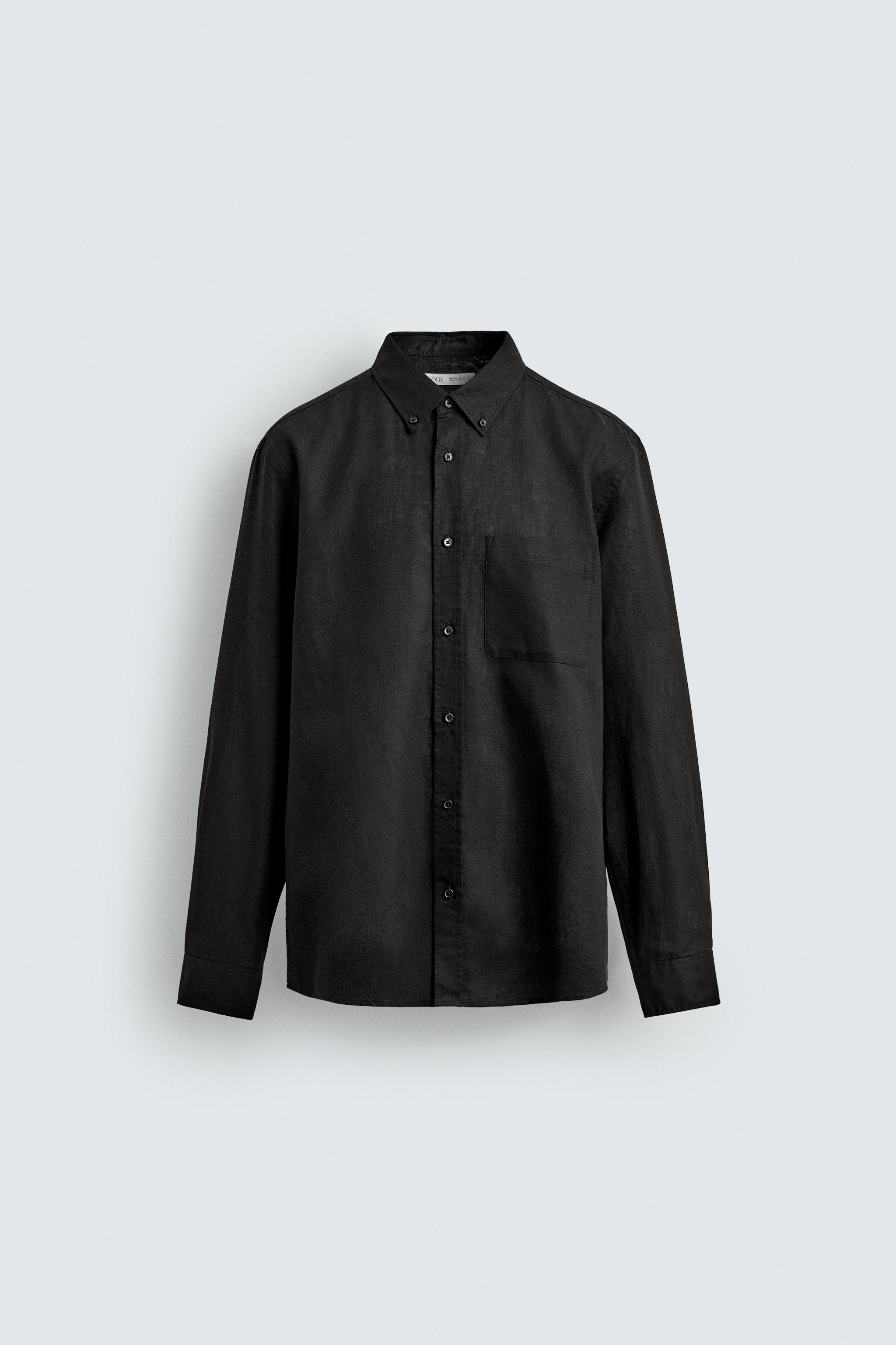 REGULAR FIT LINEN - COTTON SHIRT