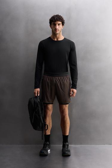 COLOUR BLOCK RUNNING SHORTS - Brown by Zara