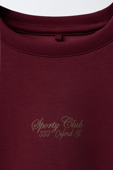 SWEATSHIRT WITH RAISED SLOGAN PRINT - Burgundy by Zara - Image 2