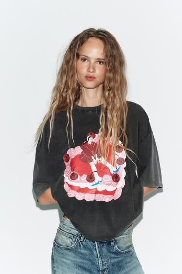 CAMISETA EFECTO LAVADO KADNA ANDA - Gris antracita de Zara - Imagen 0