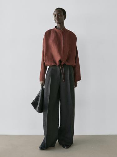 Zara Linen blend bomber jacket - Earth - Image 0