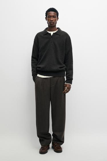 100% wool knit polo sweater —  1