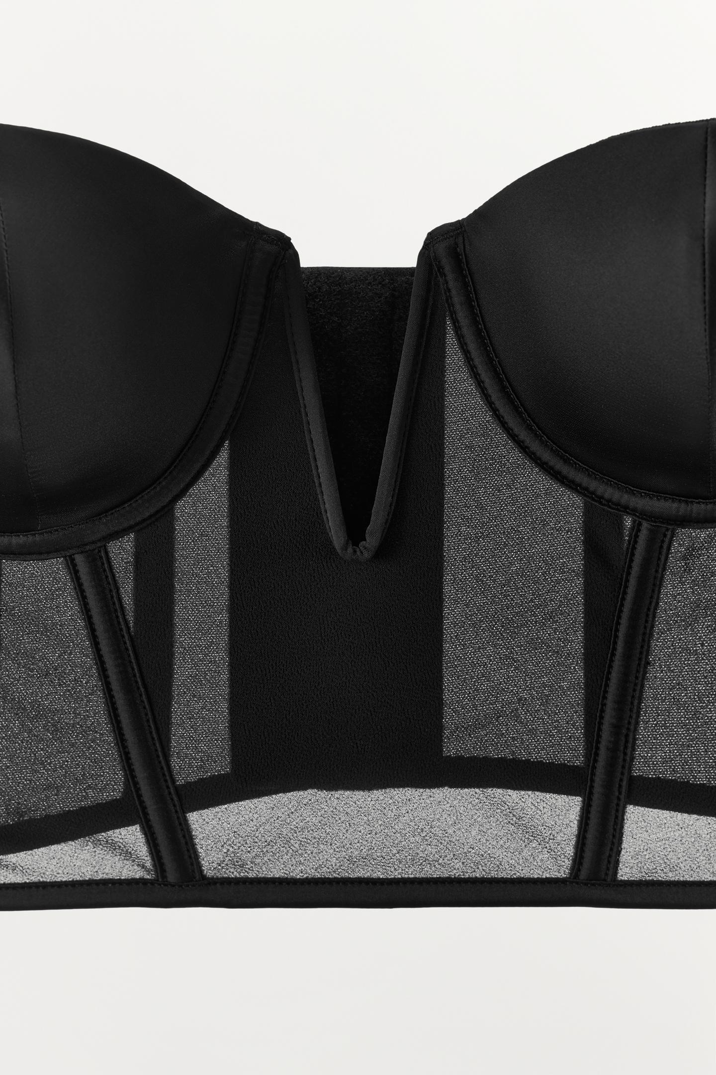 Корсет, на косточках, атлас — Zara, цвет: Чёрный — фото 7