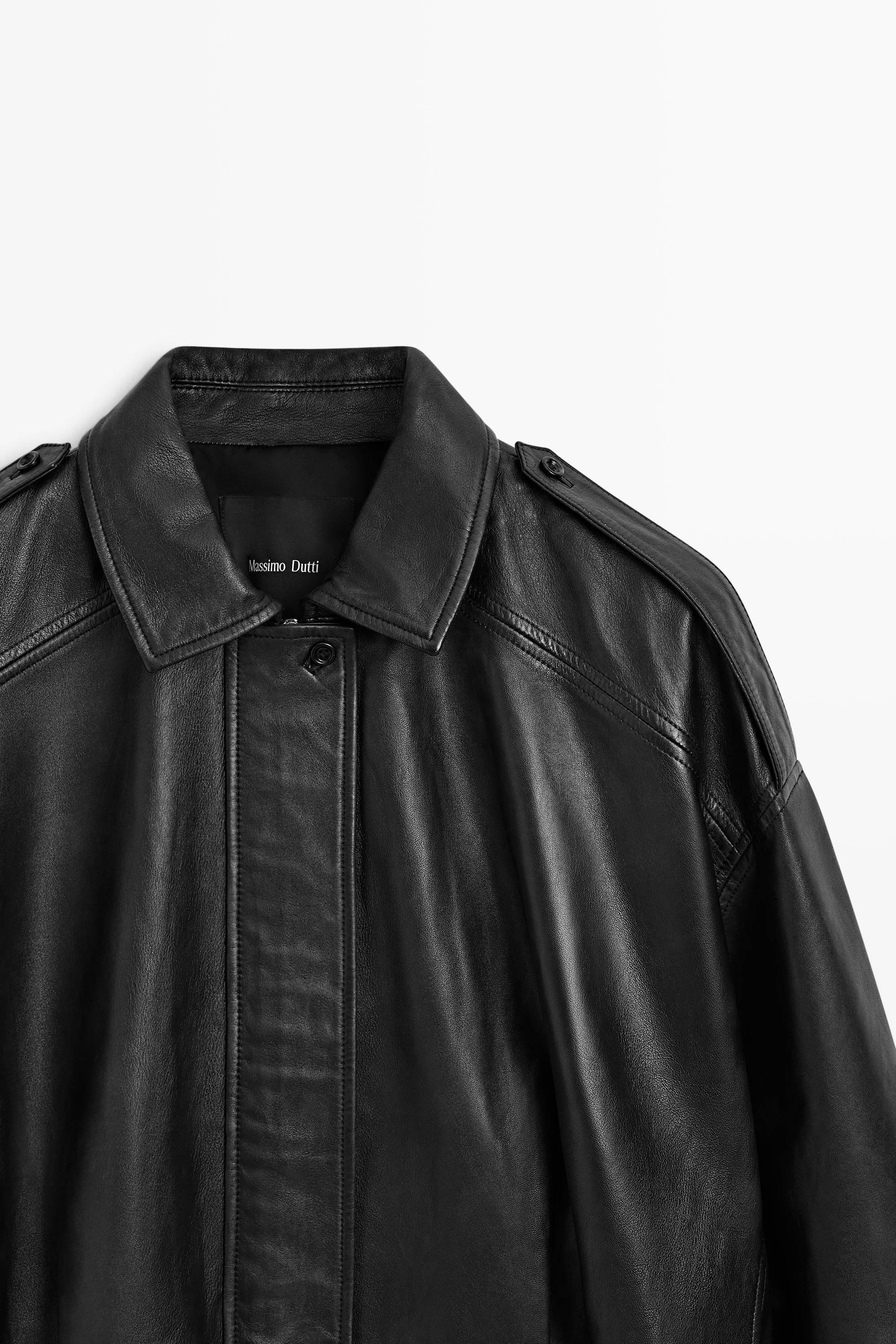 Nappa leather bomber jacket with lapel collar