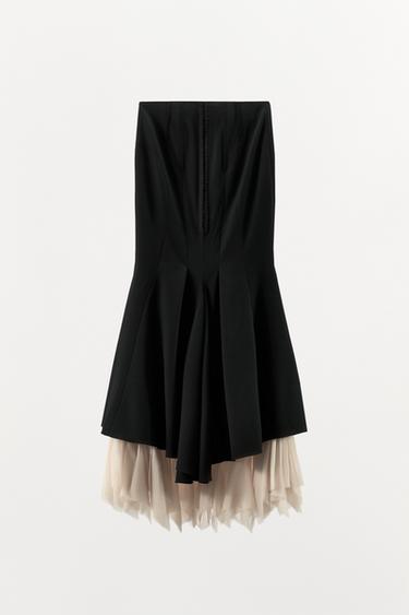 JUPE BIMATIÈRE À GODETS ZW COLLECTION LIMITED EDITION - Noir de Zara - Image 3