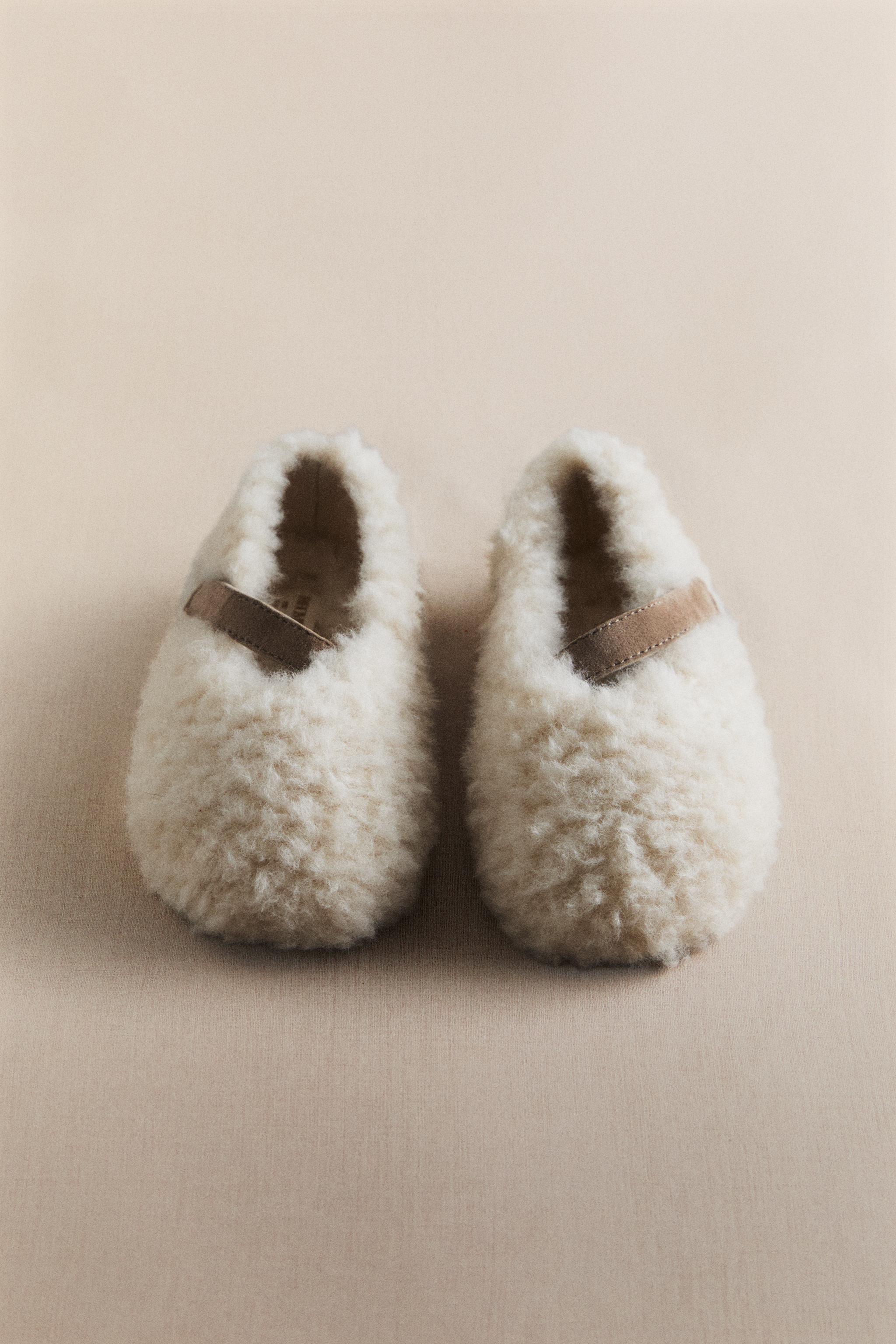 KIDS FAUX SHEARLING BALLET FLATS