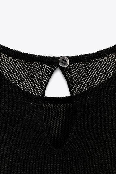 POINTELLE KNIT TOP WITH SIDE DETAIL - Black by Zara - Image 7