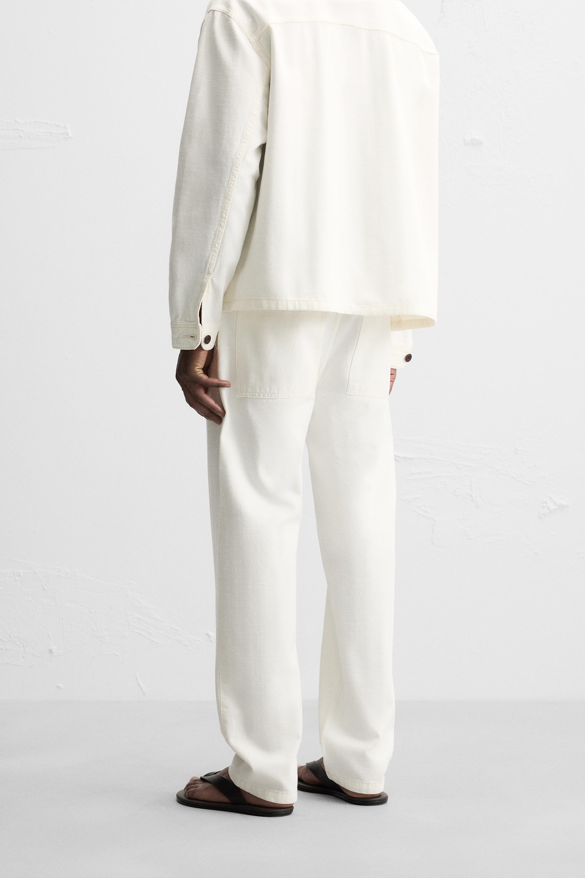 HERRINGBONE STRAIGHT FIT PANTS - Ecru | ZARA United States