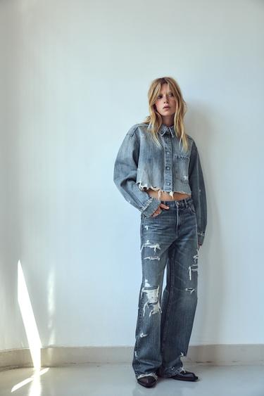 TRF RIPPED RELAXED MID-WAIST JEANS — ИНДИГО от Zara — изображение 0