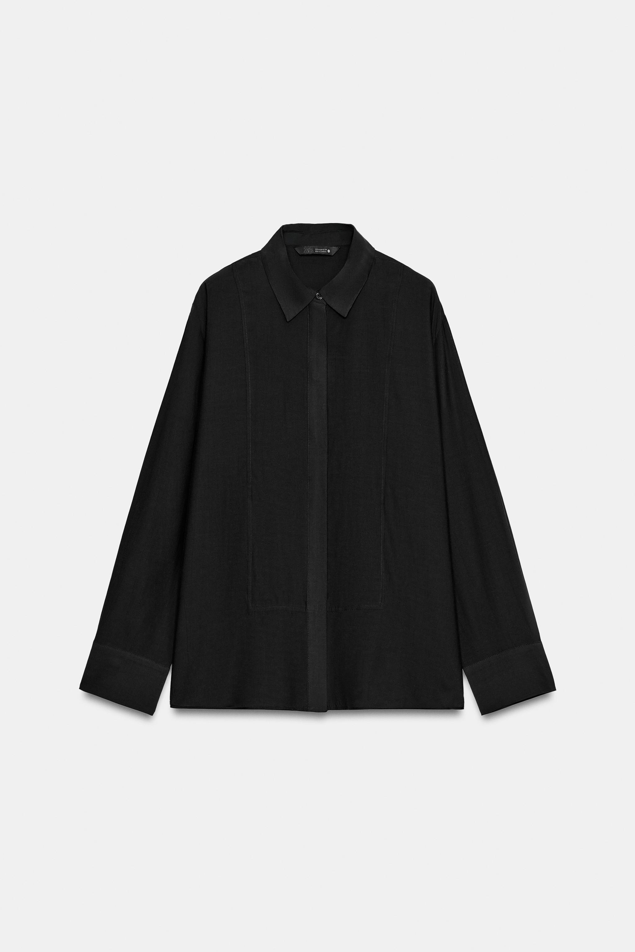 ZW COLLECTION SOLID BIB-FRONT SHIRT