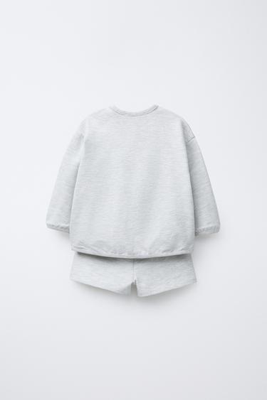 SLOGAN SWEATSHIRT AND BERMUDA SHORTS SET - Grey marl by Zara - Image 1