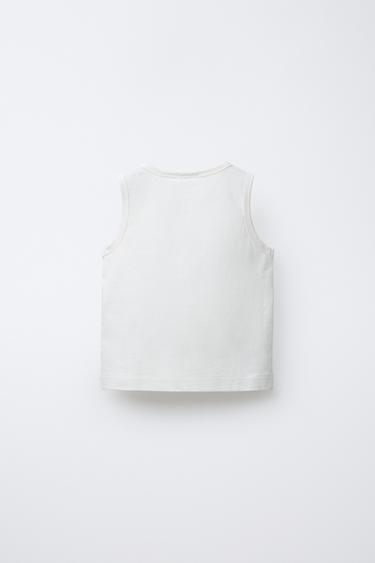 SLEEVELESS T-SHIRT WITH BUTTONS - Ecru by Zara - Image 1
