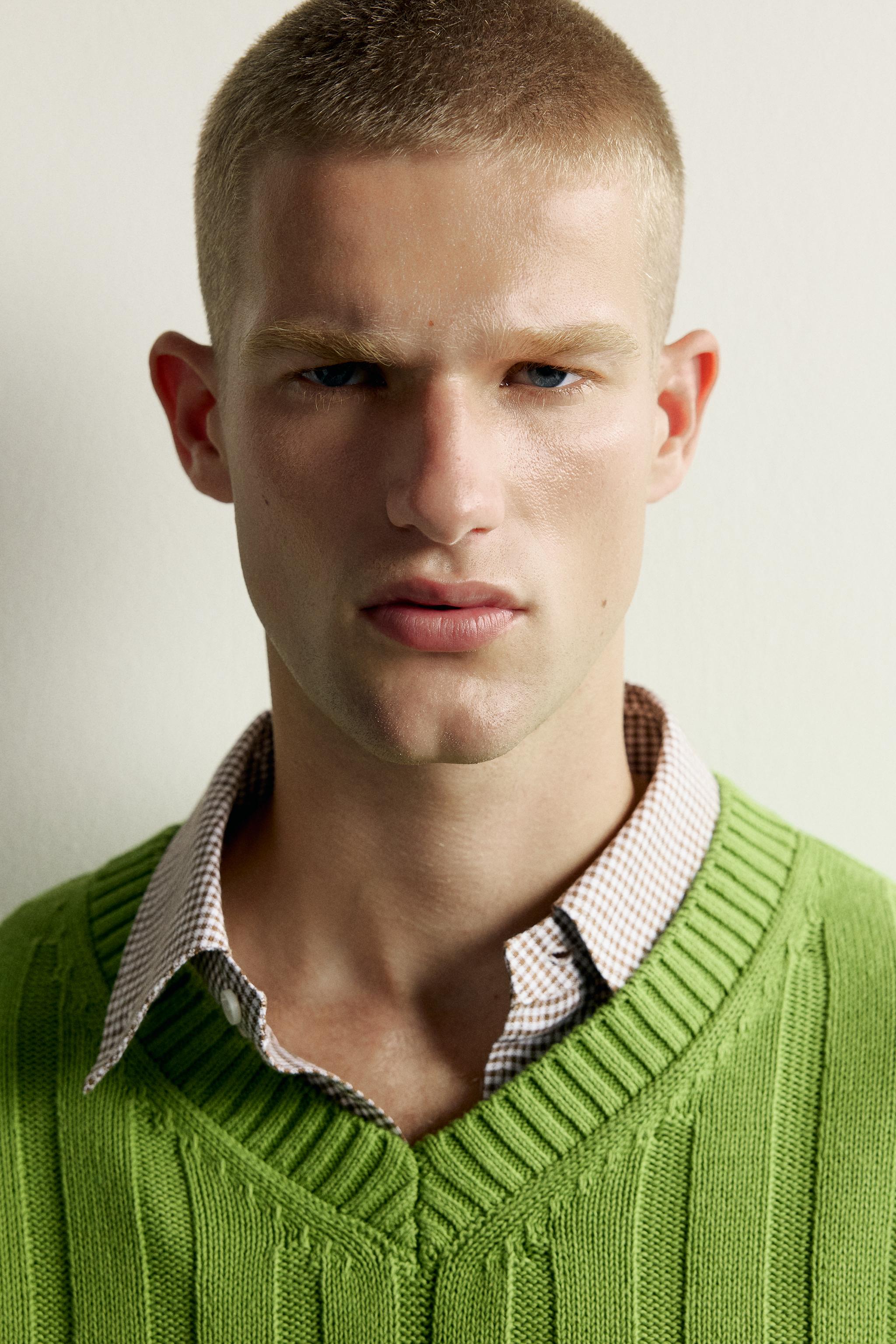 Мужские свитеры Zara RELAXED FIT RIBBED SWEATER — фото 5