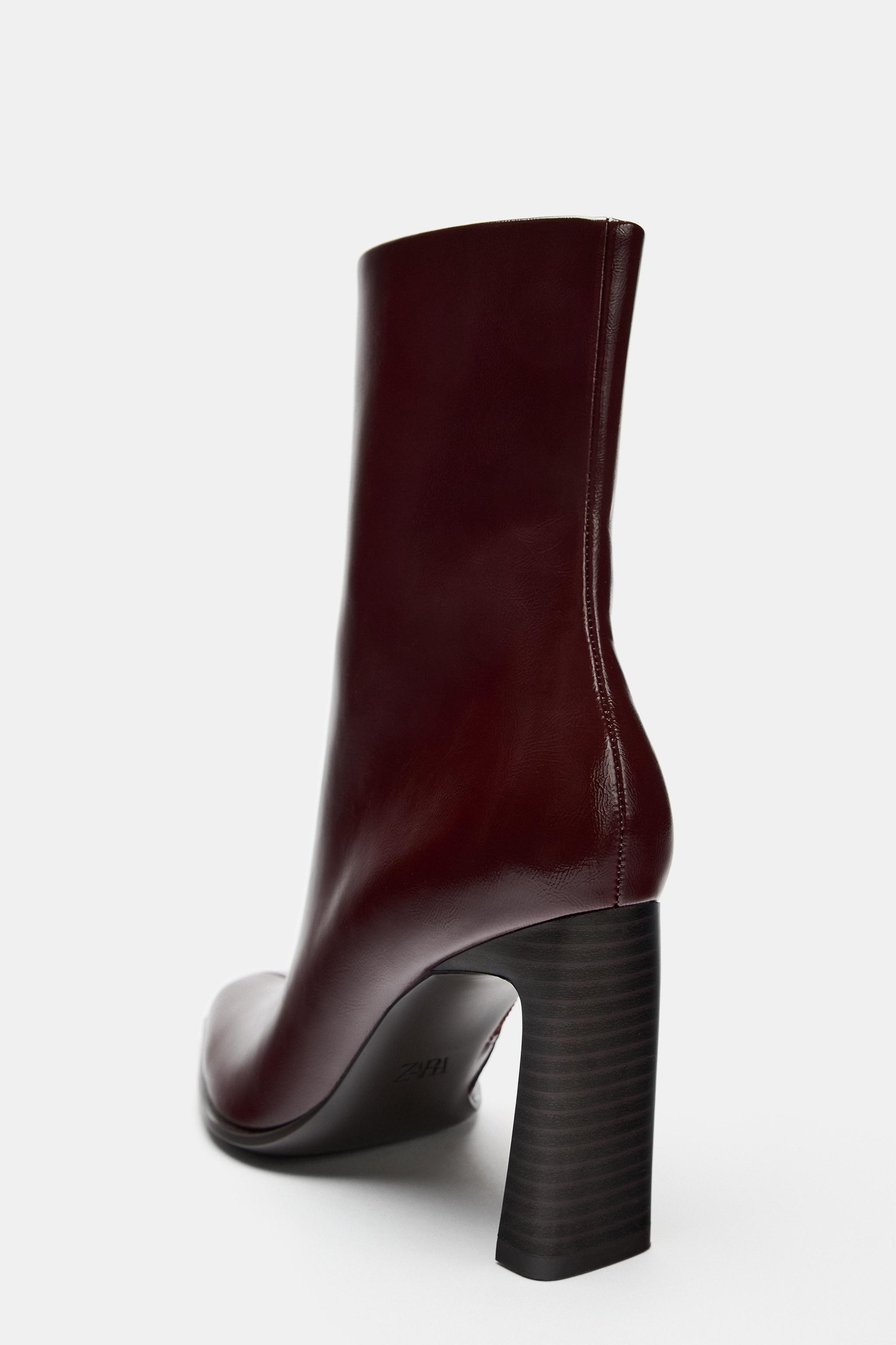 PATENT-EFFECT HEELED ANKLE BOOTS