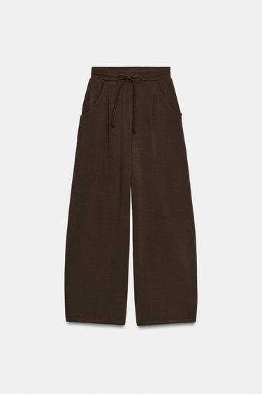 CALÇA BALLOON INTERLOCK - Marrom | ZARA Brasil