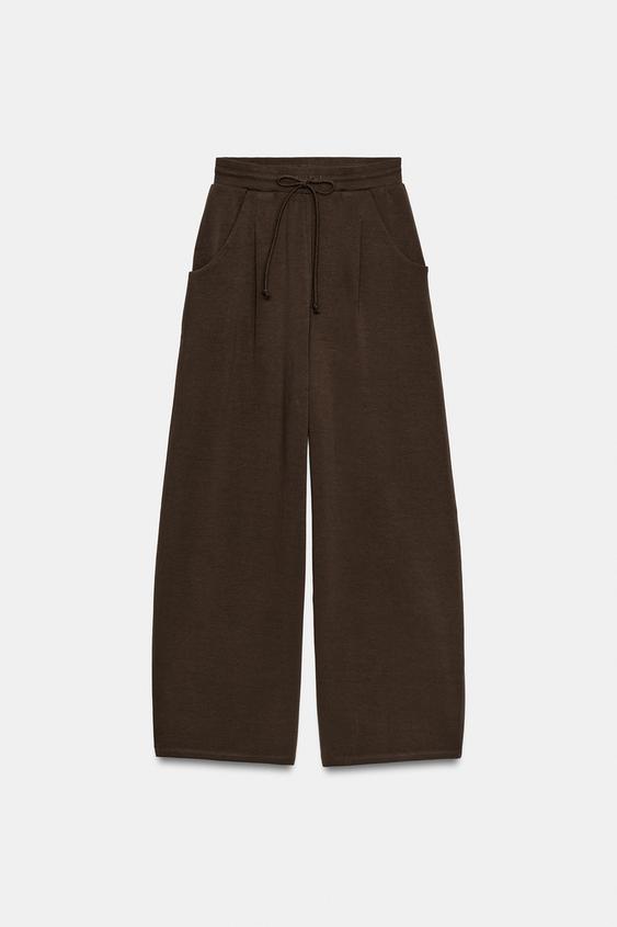 CALÇA BALLOON INTERLOCK - Marrom | ZARA Brasil