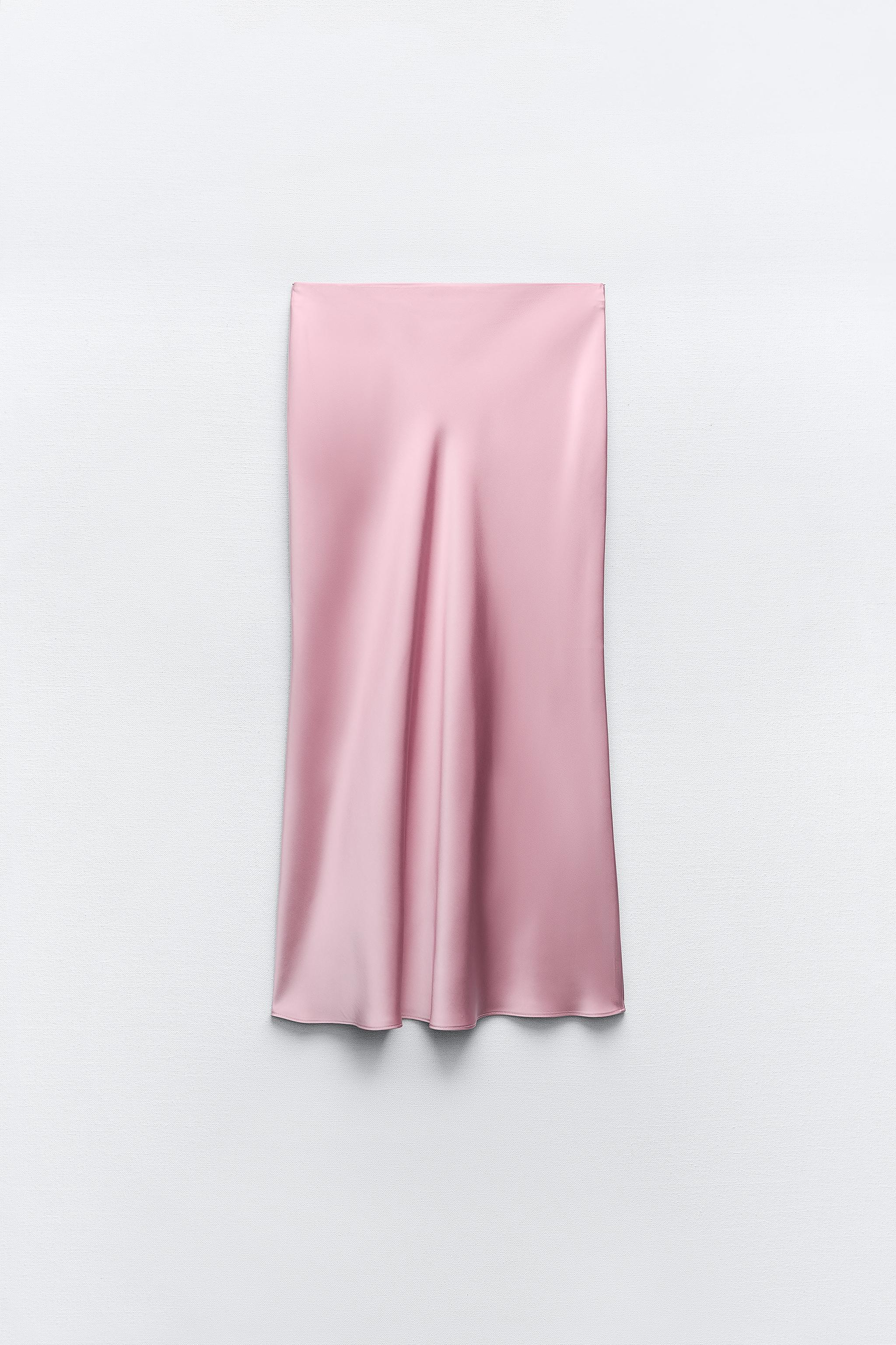 SATIN EFFECT MIDI SKIRT - Taupe gray