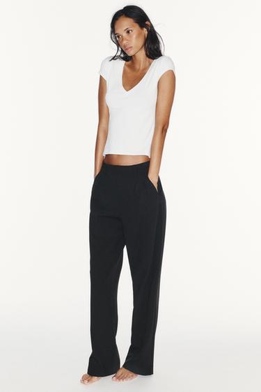 БРЮКИ СО СКЛАДКАМИ И КЛАПАНАМИ — ЧЕРНЫЙ от Zara