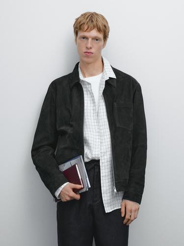 Zara Suede leather jacket - Bluish