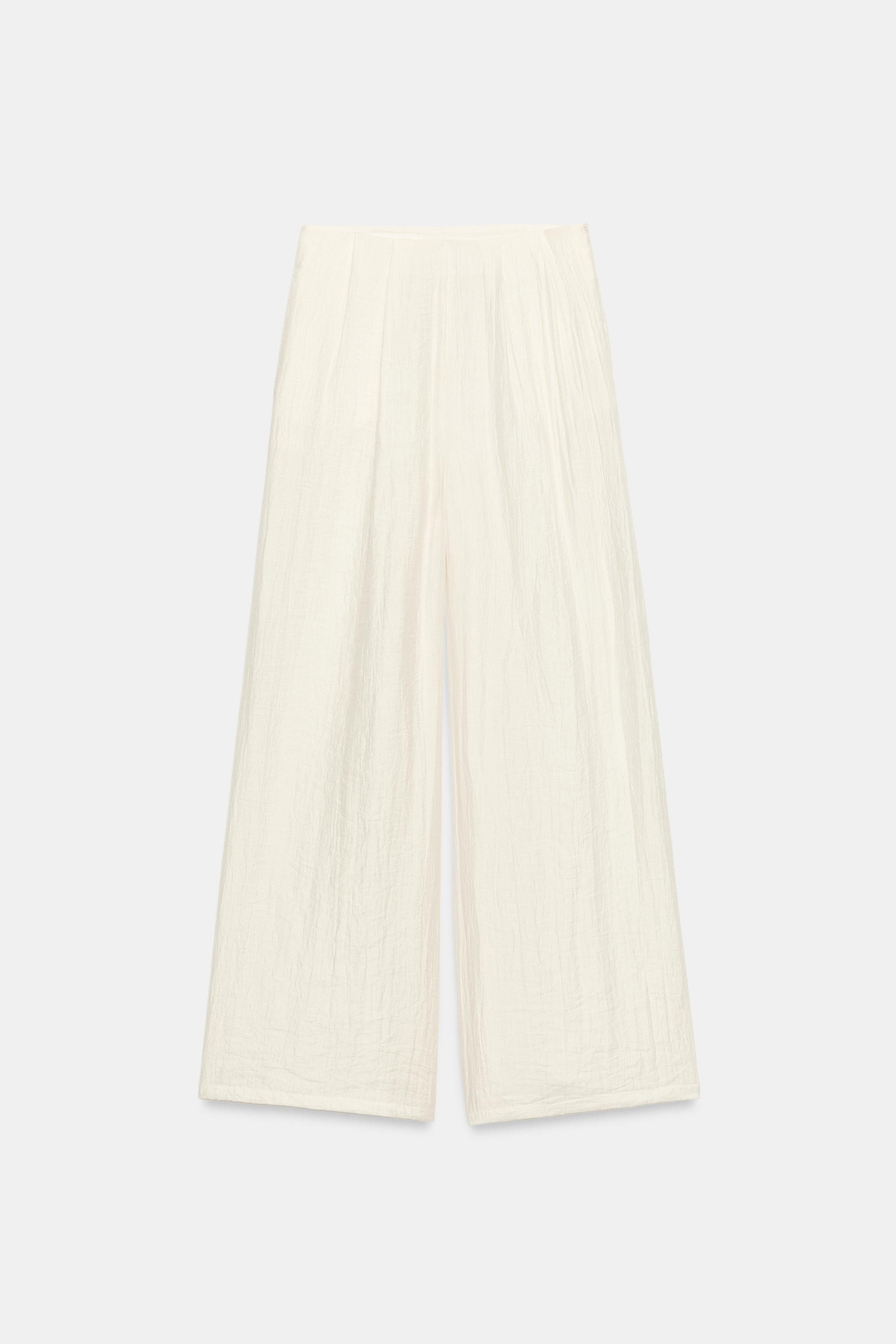 Zara Pilili Geniş Paça Pantolon görsel 5