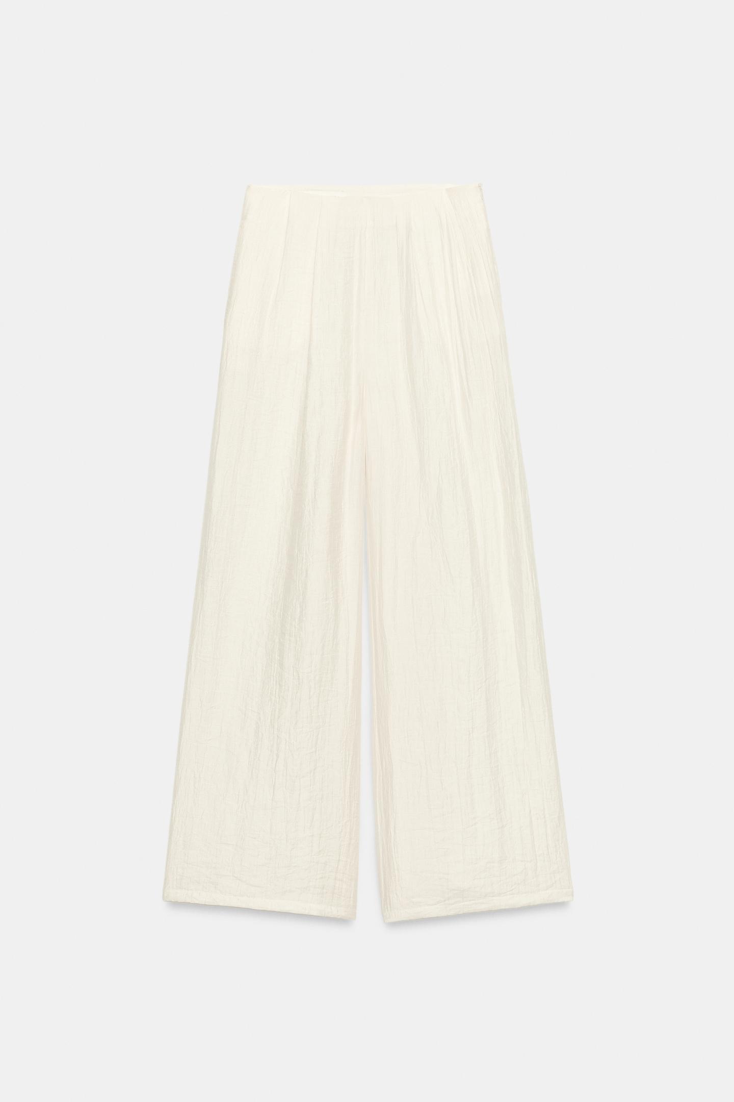 Брюки Zara Pleated Wide Leg, цвет: Экрю — фото 5
