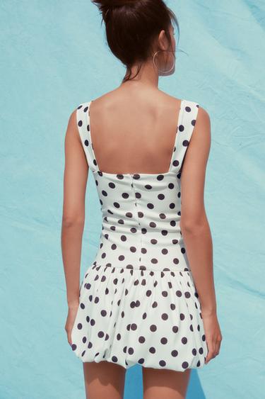 POLKA DOT BALLOON DRESS - White by Zara - Image 4