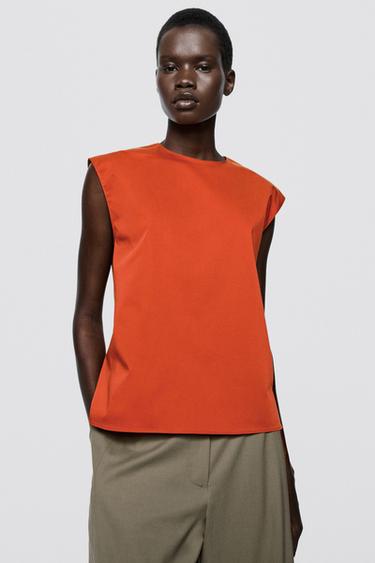 Cotton blend poplin top - LIMITED EDITION — Orange 2