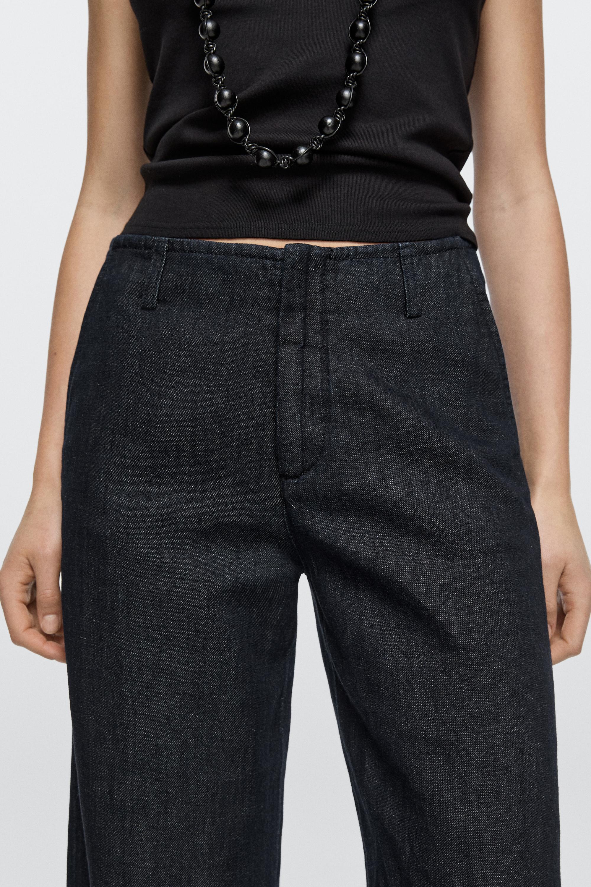Wide-leg linen blend trousers
