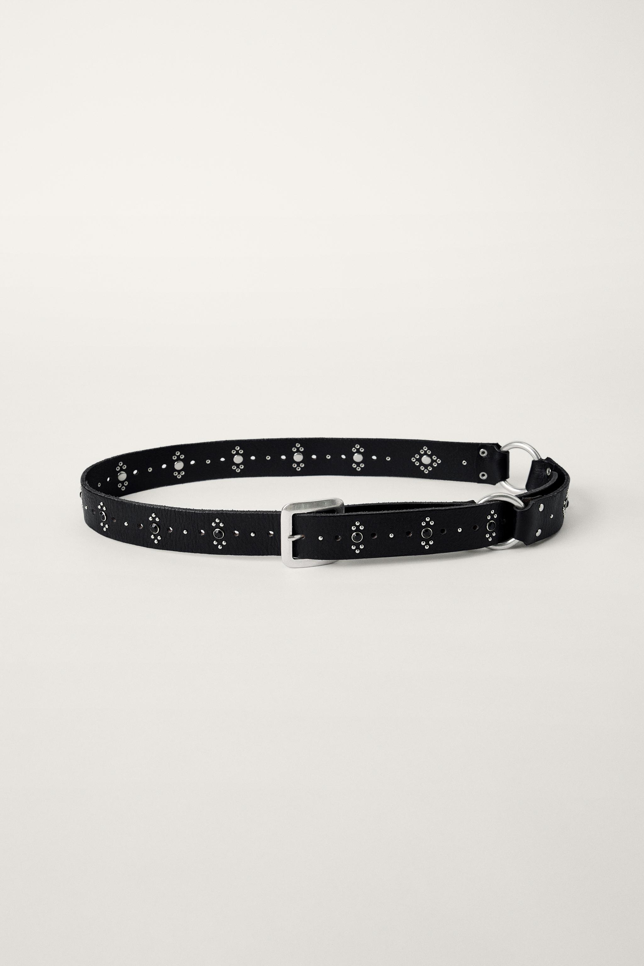 新品タグ付き　ZARA 人気商品ベルト付きジレ　ホワイトLサイズ ZARA NEW WOMAN WIDE STUDDED LEATHER CORSET BELT BLACK ALL