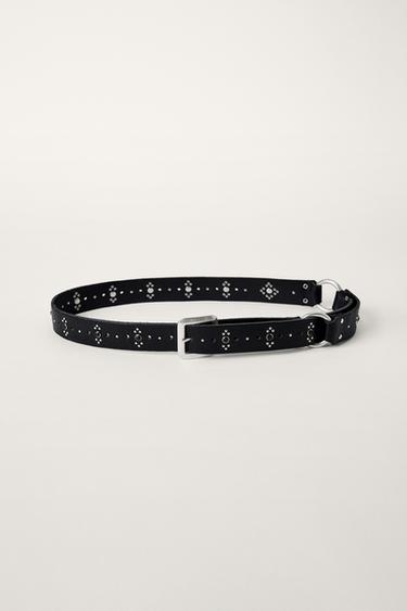 CINTO COURO ARUELAS TACHAS KATE MOSS X ZARA - Preto da Zara