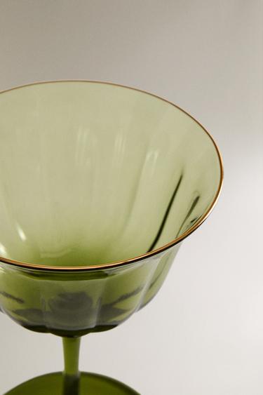 VERRE À PIED EN VERRE RELIEF NOËL - Vert de Zara - Image 2