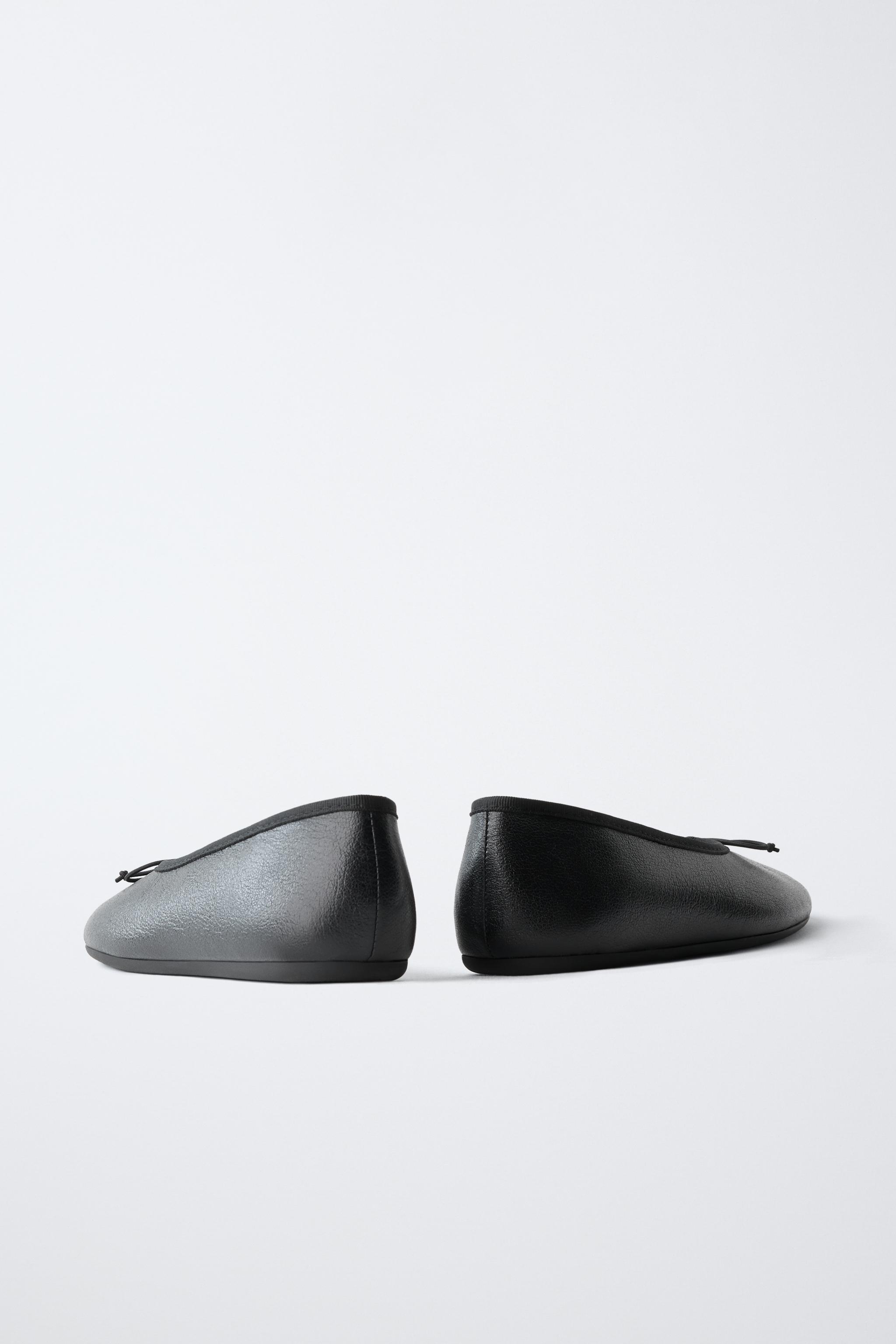 Обувь Zara LEATHER BOW BALLET FLATS — фото 6