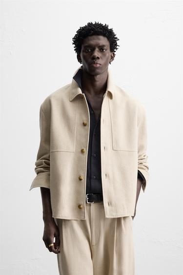 LINEN/COTTON OVERSHIRT - Light beige by Zara