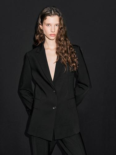 Zara Two-button crepe blazer - Black