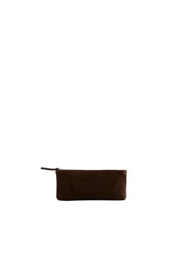ESTUCHE PORTAOBJETOS PIEL GAMUZA - Marrón de Zara