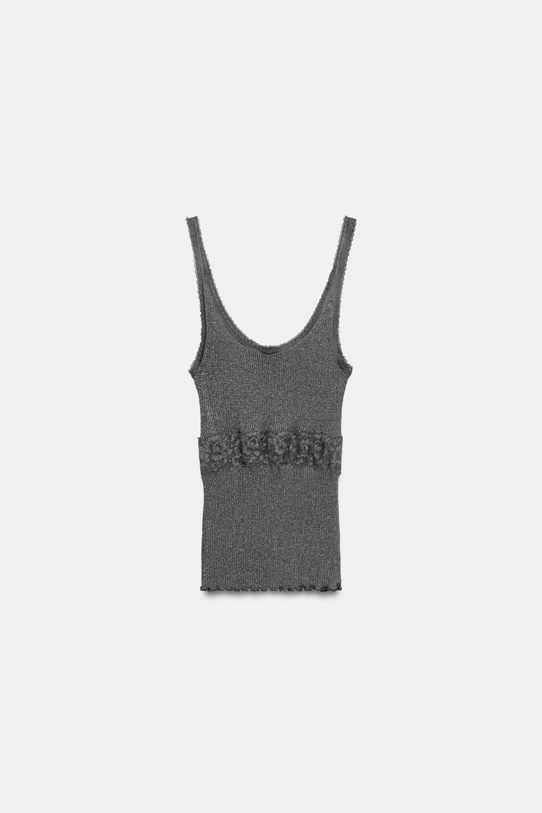 Женские топы Zara METALLIC LACE TANK TOP — фото 6
