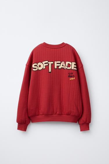 QUILTED SWEATSHIRT - Red by Zara - Image 1