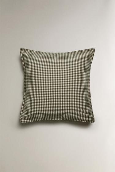 CHILDREN'S GINGHAM FLANNEL PILLOWCASE - Greenish by Zara - Image 2