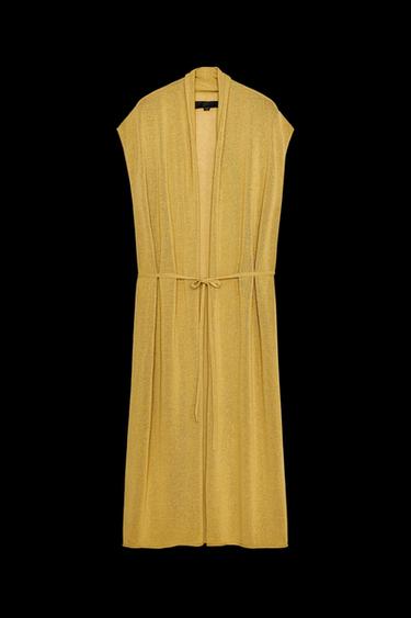 CHAQUETA LARGA PUNTO CON LINO - Aceite de Zara - Imagen 0