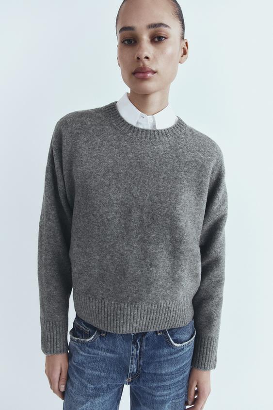 SOFT KNIT SWEATER - Mid-gray