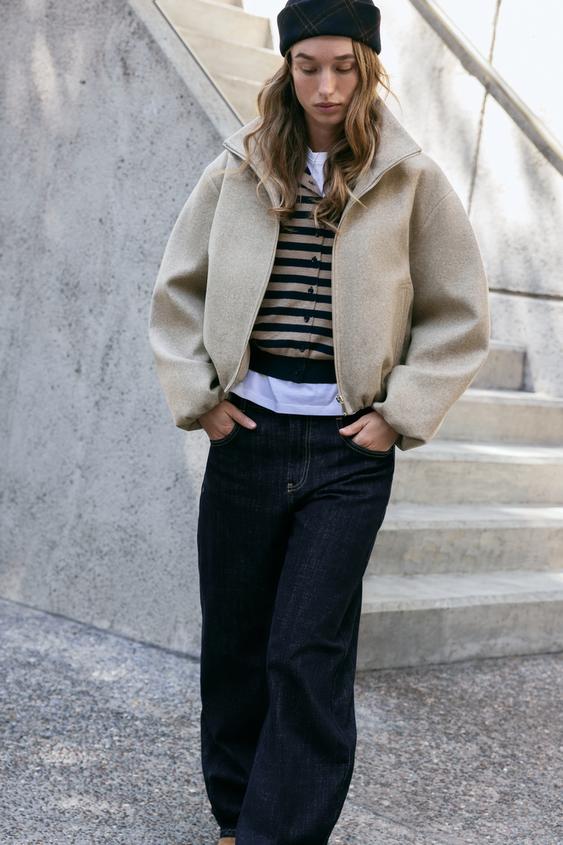 SOFT BOMBER JACKET - Beige by Zara - Image 3