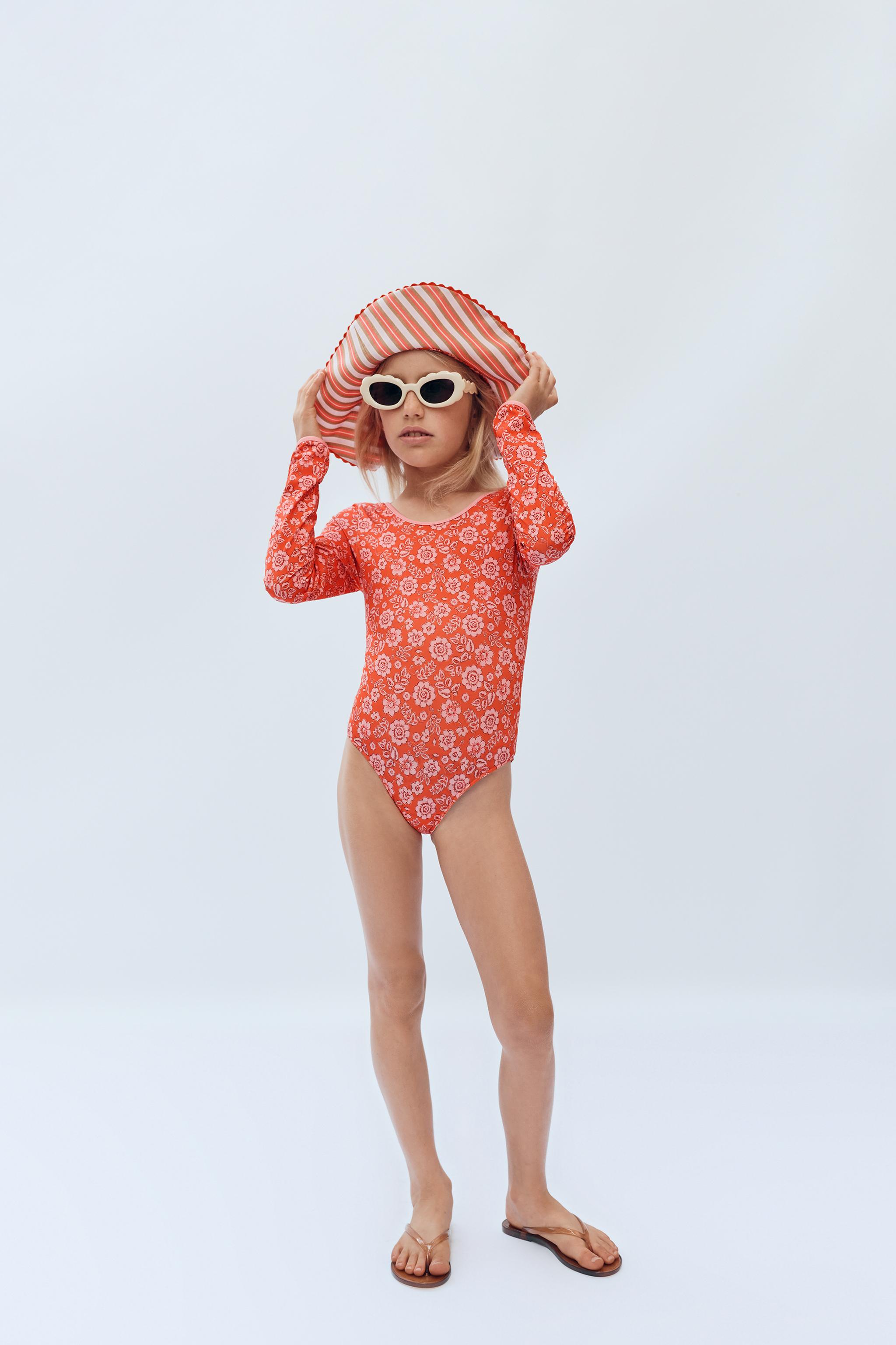 4-14 ANS/ MAILLOT DE BAIN MANCHES LONGUES À FLEURS ÉDITION LIMITÉE