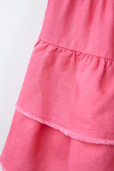 JUPE-SHORT À VOLANTS EN LIN - Fuchsia clair de Zara - Image 2
