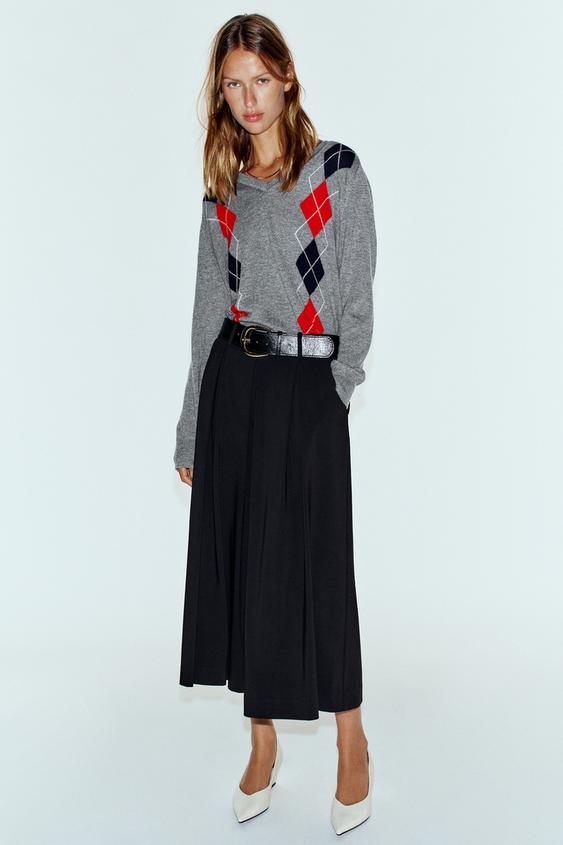 PLEATED BELTED CULOTTES - Black by Zara - Image 0